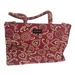 Longaberger Homestead Red Bandana Travel Bag Tote 8"x12" Purse Paisley PREOWNED
